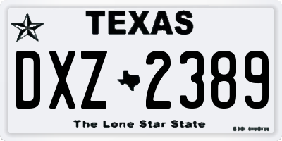 TX license plate DXZ2389