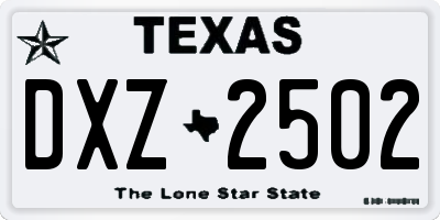 TX license plate DXZ2502