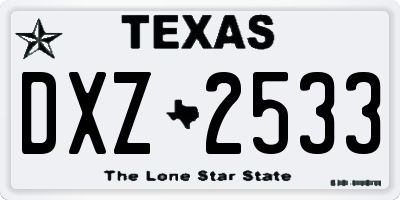 TX license plate DXZ2533