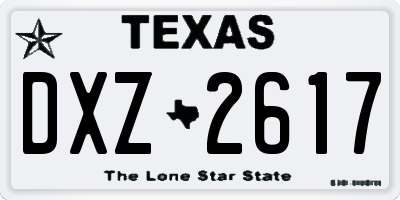 TX license plate DXZ2617