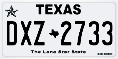 TX license plate DXZ2733