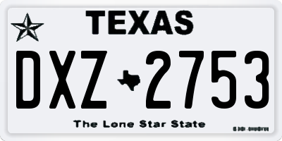 TX license plate DXZ2753