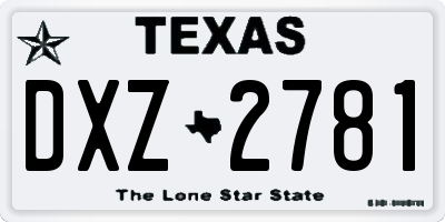 TX license plate DXZ2781