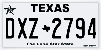TX license plate DXZ2794