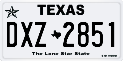 TX license plate DXZ2851