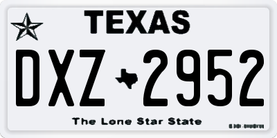 TX license plate DXZ2952
