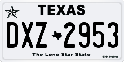 TX license plate DXZ2953