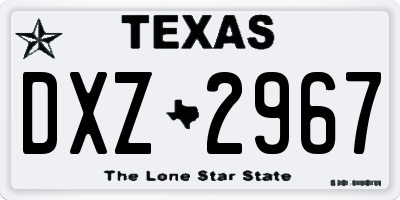 TX license plate DXZ2967