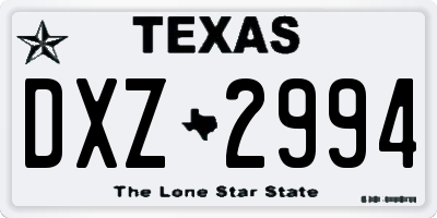 TX license plate DXZ2994