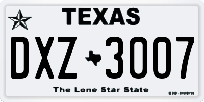 TX license plate DXZ3007