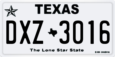 TX license plate DXZ3016