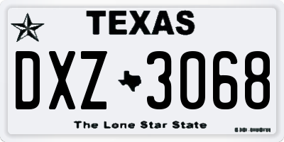 TX license plate DXZ3068