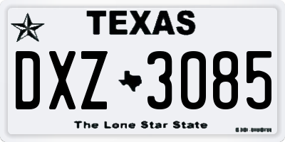 TX license plate DXZ3085