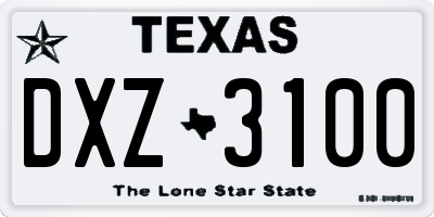 TX license plate DXZ3100