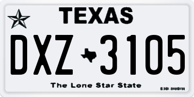 TX license plate DXZ3105