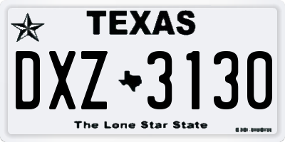 TX license plate DXZ3130