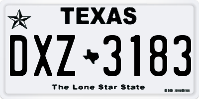 TX license plate DXZ3183