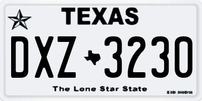 TX license plate DXZ3230