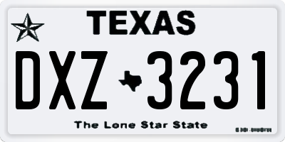 TX license plate DXZ3231