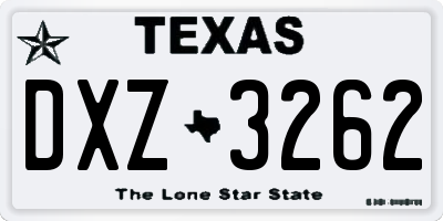 TX license plate DXZ3262