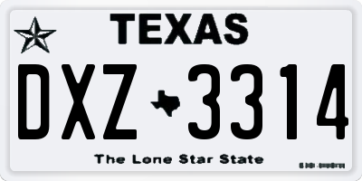 TX license plate DXZ3314