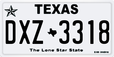 TX license plate DXZ3318