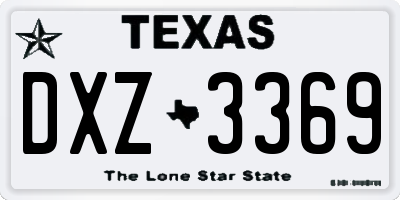 TX license plate DXZ3369