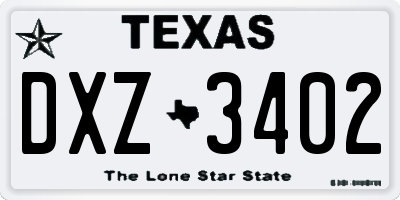 TX license plate DXZ3402