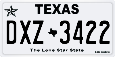 TX license plate DXZ3422