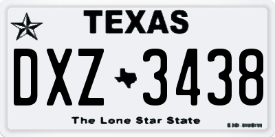 TX license plate DXZ3438