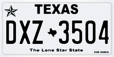 TX license plate DXZ3504
