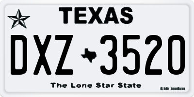 TX license plate DXZ3520