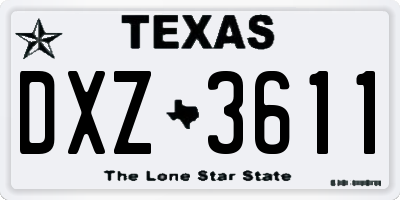 TX license plate DXZ3611