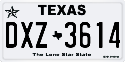 TX license plate DXZ3614