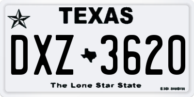 TX license plate DXZ3620