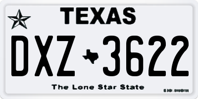 TX license plate DXZ3622