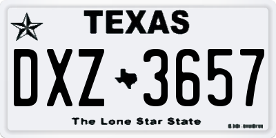 TX license plate DXZ3657