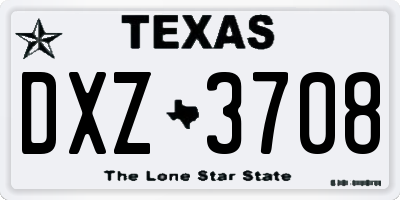 TX license plate DXZ3708