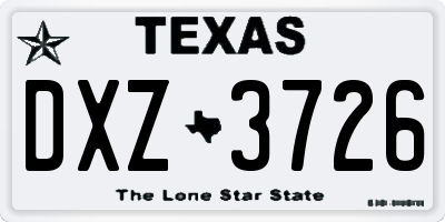 TX license plate DXZ3726