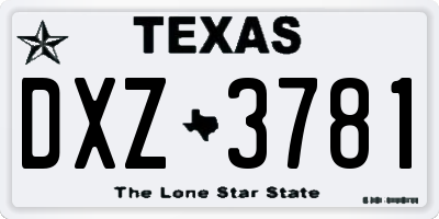 TX license plate DXZ3781