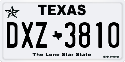 TX license plate DXZ3810