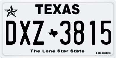TX license plate DXZ3815