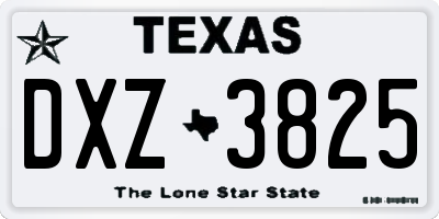 TX license plate DXZ3825