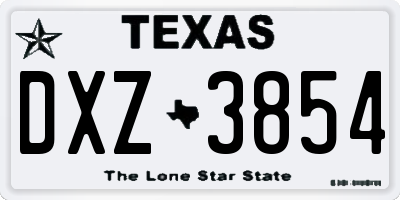 TX license plate DXZ3854