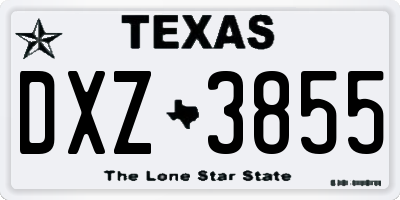 TX license plate DXZ3855