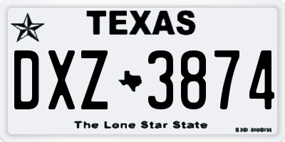 TX license plate DXZ3874