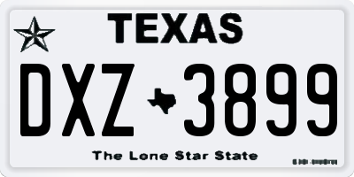 TX license plate DXZ3899