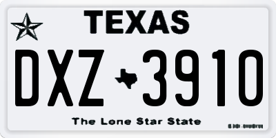 TX license plate DXZ3910