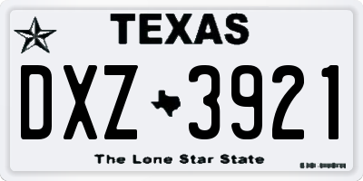 TX license plate DXZ3921