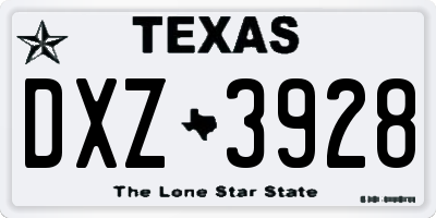 TX license plate DXZ3928